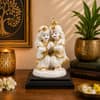 Devotional Eternal Radha Krishna Statue in White and Gold Colour