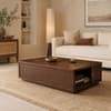 Selwyn Sheesham Wood Linear Slat Coffee Table in Walnut Finish