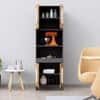 Hexa Red Crockery Unit Multipurpose Wooden Cabinet in Slate Grey And Giant Wood Colour