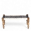 Oakville Sheesham Wood Vintage Seater Maachi Bench Set  2 Stools In Black  White Rope
