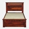 Zvya Solid Wood Single  Size Upholstered Bed With Box Storage (Honey Finish)