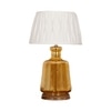 PAOLA  Amber Glass and Wood table Lamp With Tuck Plated White Cotton Shade