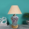 Devansh Conical  Beige Jute Shade  Lamp With  Wood & Mosaicglass Base For Decoration /Office/Home/Gifting/Study For Decoration /Office/Home/Gifting/Study -(10X10X14.5) Inches -