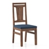 Saar Teak Wood Compact Dining Table 6 Seater with 6 Tessa Dining Chairs (Finish: Espresso Teak, Colour: Lapis Blue)