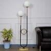 Allegra 2 Light Floor Lamp In Antique Brass And Black Finish With Opal Glass Diffuser