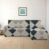 Right Aligned 2 Seater Right Aligned Chaise Navy Cubes Sofa Cover