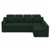 Luna 5 Seater Velvet LHS Pull Out Sofa Cum Bed in Green Color With Storage
