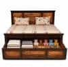 Tsk Solid Wood King Size Bed in Natural & Walnut