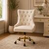 Doe Buck Swen Luxury Beige Tufted Velvet Office Chair