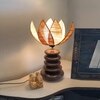 Devansh Lotus Bamboo  Table Lamp With Wood Pebble Lamp (12X12X17.25) Inches