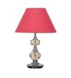 Bompton Nickel Finish Metal And Smoke Crystal Table Lamp With Maroon Cotton Shade