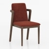Aero Solid Wood 6 Seater Dining Table With 6 Harper Dining Chairs (Finish : Danish Walnut, Chair Colour : Dark Coral)