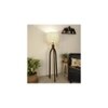 Trilogy Wooden Floor Lamp with Brown Base and Jute Fabric Lampshade