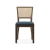Reed Cane Chair Set Of 2 In Danish Walnut And Colour Night Blue Velvet