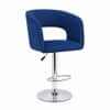 Doe Buck Adjustable Upholstered Bar Stool in Blue Colour with Chrome Base