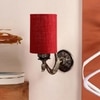 Devansh Metal Electric Wall Light in Antique Gold Colour with Maroon Shade Count of 1 Light