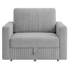 Alfon 1 Seater Velvet Pull Out Sofa Cum Bed with Storage In Grey