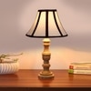 Devansh Off-White Cotton Vintage  Lamp With Wood Base (12X19)