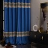 Stoa Paris Satin Curtain for Door, 70% Blackout Curtains, Set of 1, Versailles - Celestial Blue with Back Lining