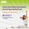 Smarttech Pillowtop Hybrid Pocket Spring Mattress (75 x 48 in, 12 Inches)