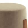 Nicole Stool In Amber Walnut Finish With Dark Beige Micro Velvet Colour