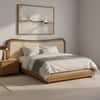 Elowen Softline King Size Bed in velvet With Oak wood Frame & Hydraulic Storage