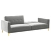 Calisa 3 Seater Velvet Sofa Cum Bed in Grey colour