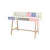 Samara Solid Wood Large 2 Level Study Desk with Drawers Shelves and Tapered Frame in English Pink Persian Lilac Colour