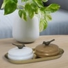 Metalsmith Metal Serveware Box Set of 3 with Tray Gold Green Finish