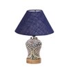 Devansh Conical Blue Jute Shade Lamp With Wood & Mosaic Glass Base For Decoration/Office/Home/Gifting/Study For Decoration/Office/Home/Gifting/Study -(10X10X14.5) Inches -A