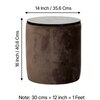 Wayne Solid Wood Ottoman Pouffee in Taupe Brown Velvet