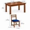 Globally Indian Sarala Solid Sheesham Wood 4 Seater Dining Table Set 4 Chairs Navy Blue
