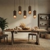 Cedar 5 Series Brown Solid Wood Cluster Hanging Light