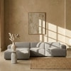 Sophisticated Wood Right Aligned 3-Seater With Upholstery Non Storage Sofa In Grey Colour