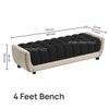 Resco Velvet 2 Seater 4 Feet Ottoman Bench in Black & Cream  Color