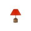 Jean Orange Fabric Shade Table Lamp with Natural Wooden Base