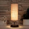 Killian Beige Jute table lamp with brown wood base