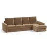 Apollo Sectional Fabric Sofa (Colour : Fawn Velvet , Seating Capacity : Right Aligned 3 Seater + Chaise+ Ottoman  Cushion Type : Soft )
