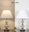 Bompton Nickel Finish Metal And Smoke Crystal Table Lamp With White Cotton Shade