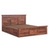 Madhavi Solid Wood King  Size Bed With Hydraulic Storage (Honey Oak Finish)