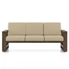 Moreno 3 Seater Solid Wood Sofa in Danish Walnut Finish and Almond Beige Fabric
