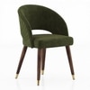 Massa Solid Wood And Sanwar 4 Seater Round Dining Table with 4 Celia Accent Dining Chair in (Finish: Danish Walnut, Colour: Deep Olive Velvet)