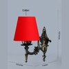 Devansh Metal Electric Wall Light in Antique Gold Colour with Red Shade Count of 1 Light