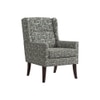 Joan Printed Canvas Geometry Fabric Wing Chair in Green Colour