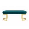 Doe Buck Upholstered Oval Bench in Teal Colour with Gold Loop Legs