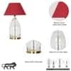 ELVORA Diamond Cut Clear Glass Table Lamp with Brass Base Maroon Shade