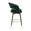 Doe Buck Mixoy Velvet Bar Stool in Emerald Green Colour with Gold Accents