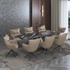 Aeris Ceramic 6 to 8 Seater Extendable Dining Table Black Jade With Set of 3  Beck Dining Chair Taupe Leatherrete