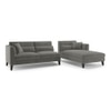 Lewis Sectional Sofa (Colour : Ash Grey Velvet, Cushion : Hard, Seater : Right Aligned 3 Seater + Right Aligned Chaise)