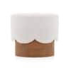 Jules Pouffee In Amber Walnut Finish with White Boucle Colour